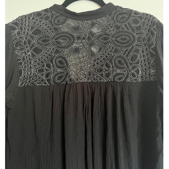 Free People Black Canyon Rose Button Down Blouse, L - Picture 6 of 6